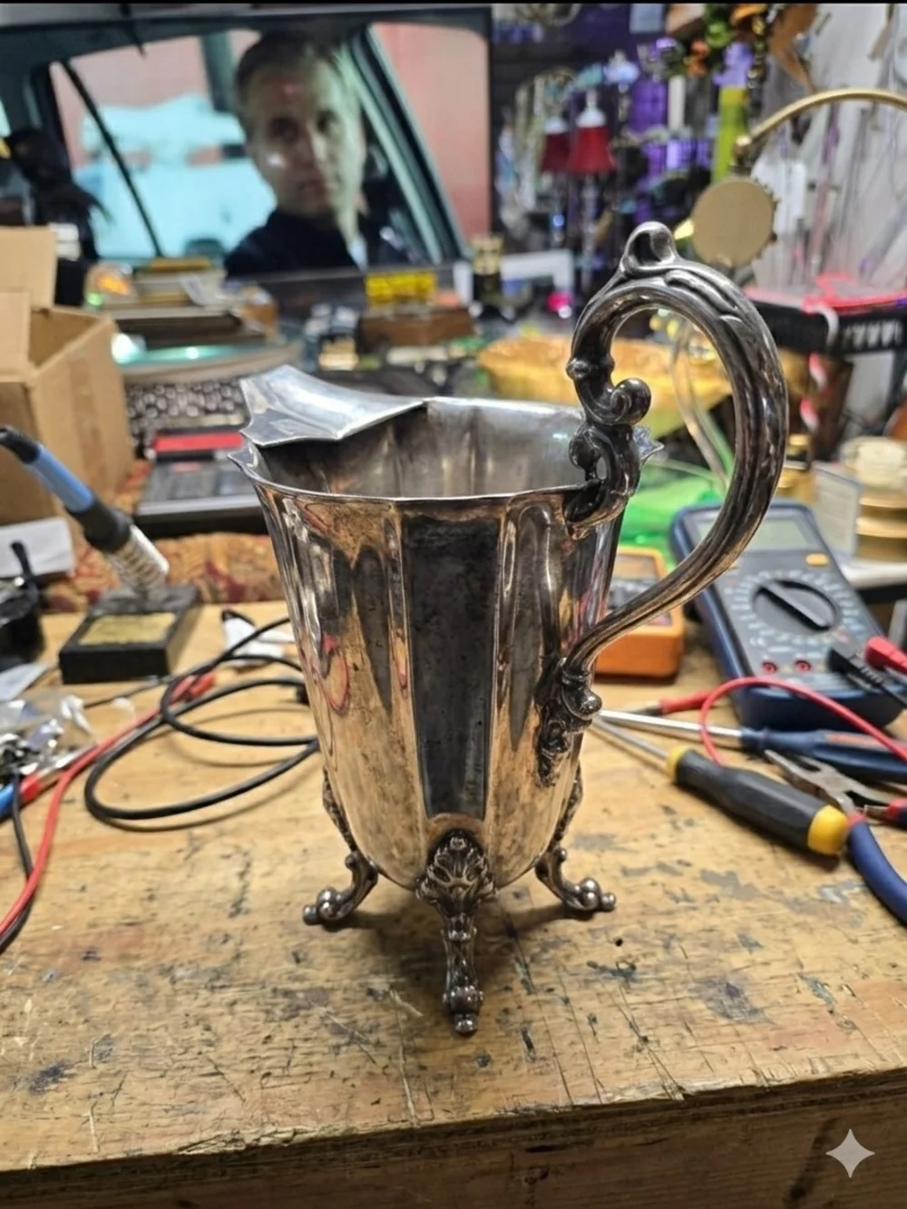 Elegant Silver-Plated Footed Creamer Pitcher